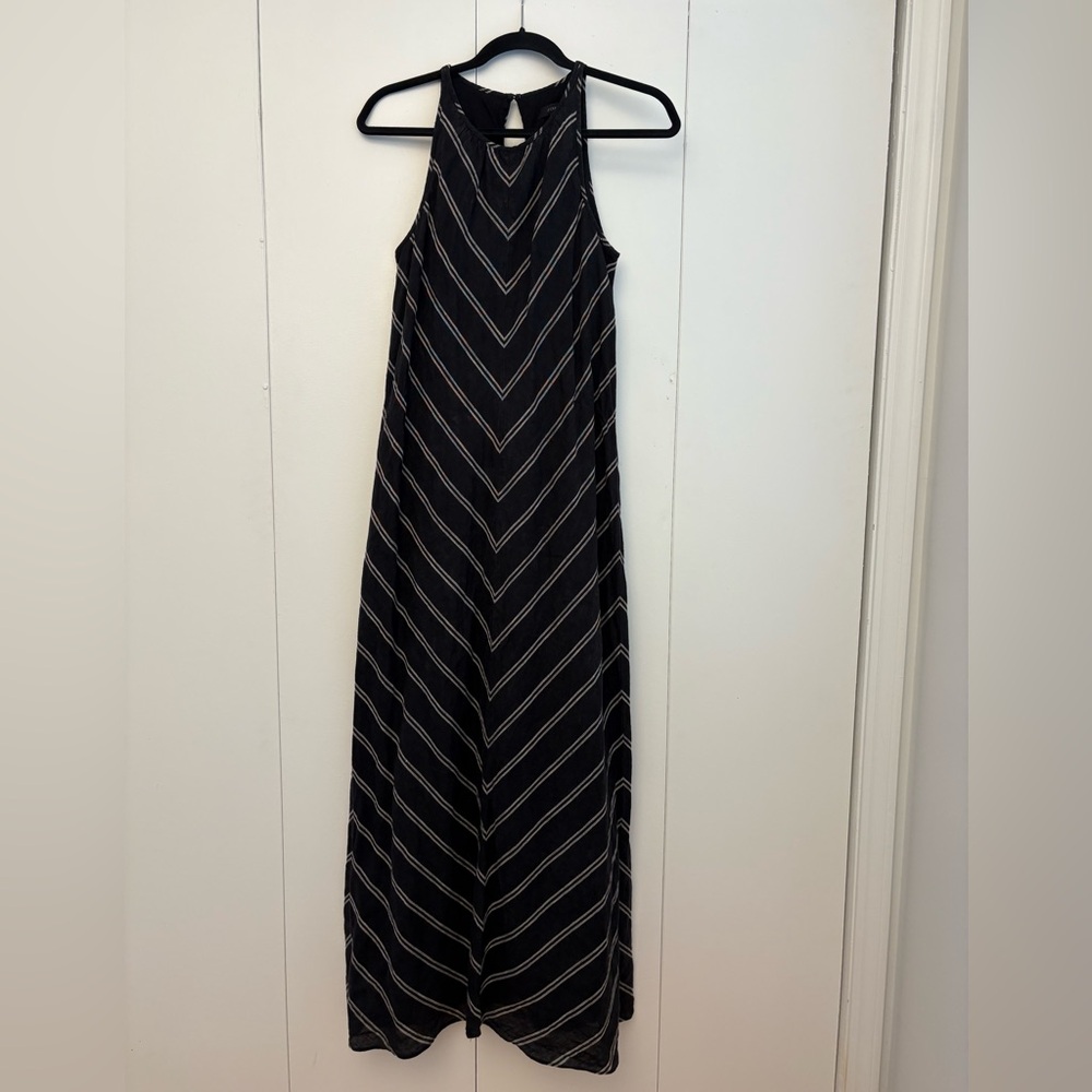 J. Crew 100% Linen Chevron Maxi Dress Size 0